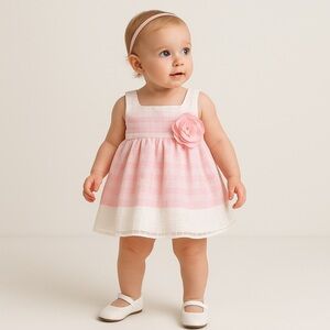 SWEET HEART ROSE Waffle Striped Organza Dress